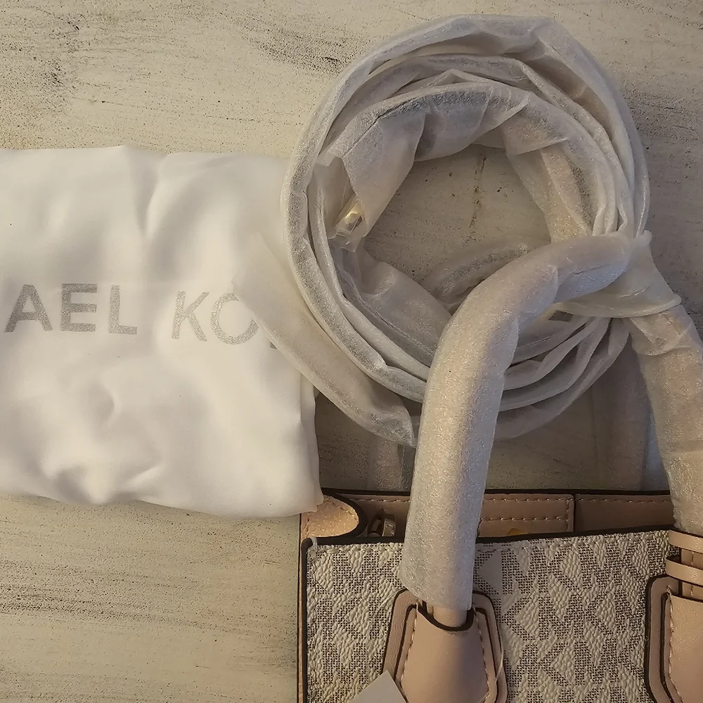 NWT Michael Kors Mercer XS NS Shopper Crossbody Bag Powder Blush Pink